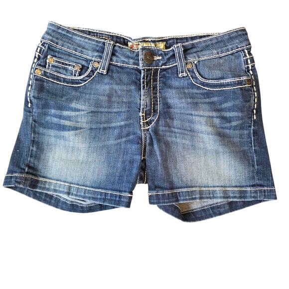 BKE Pants - BKE Kate Low Rise Denim Shorts Size 26 Y2K Thick Stitch Buckle Jeans